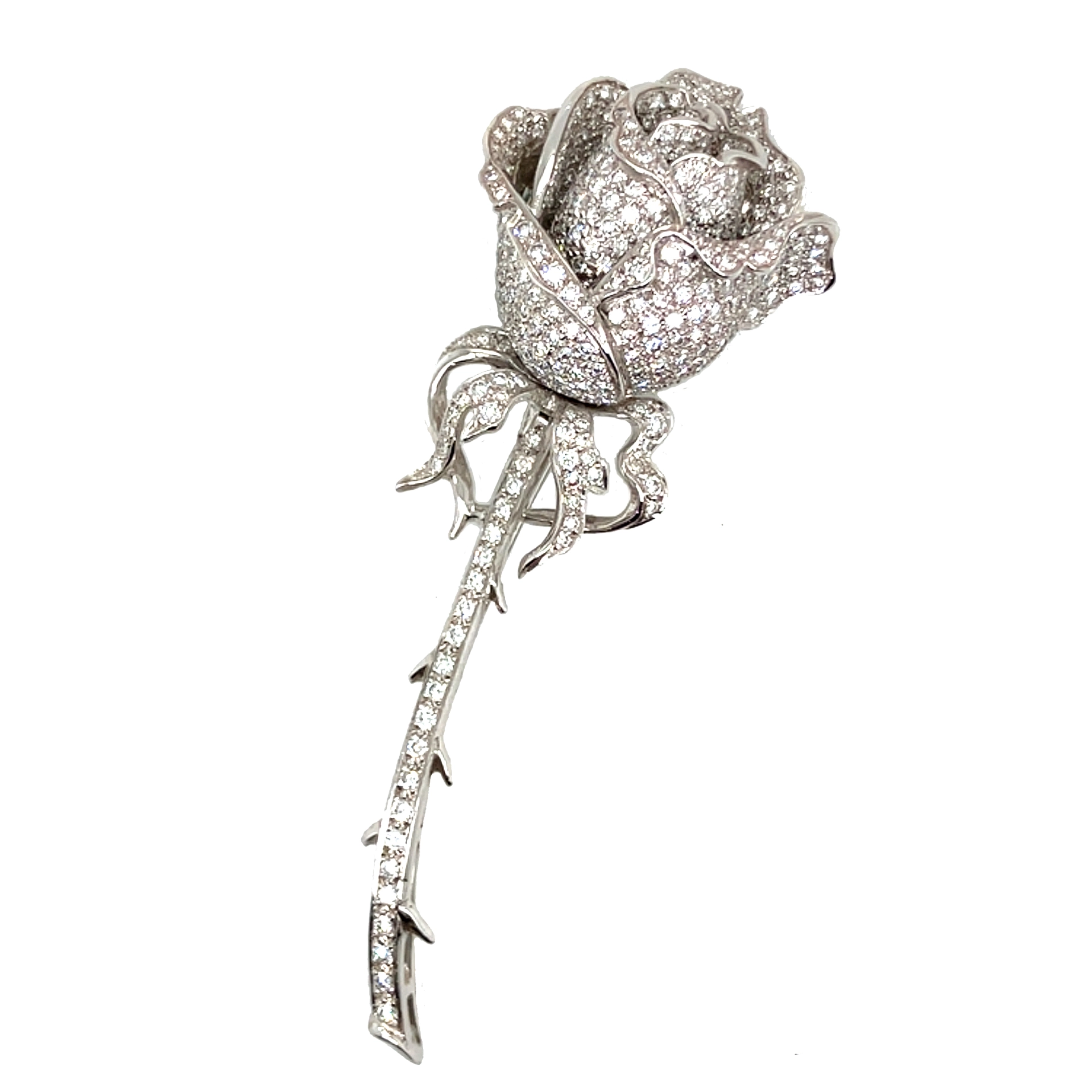 ROSE BROOCH WITH DIAMONDS