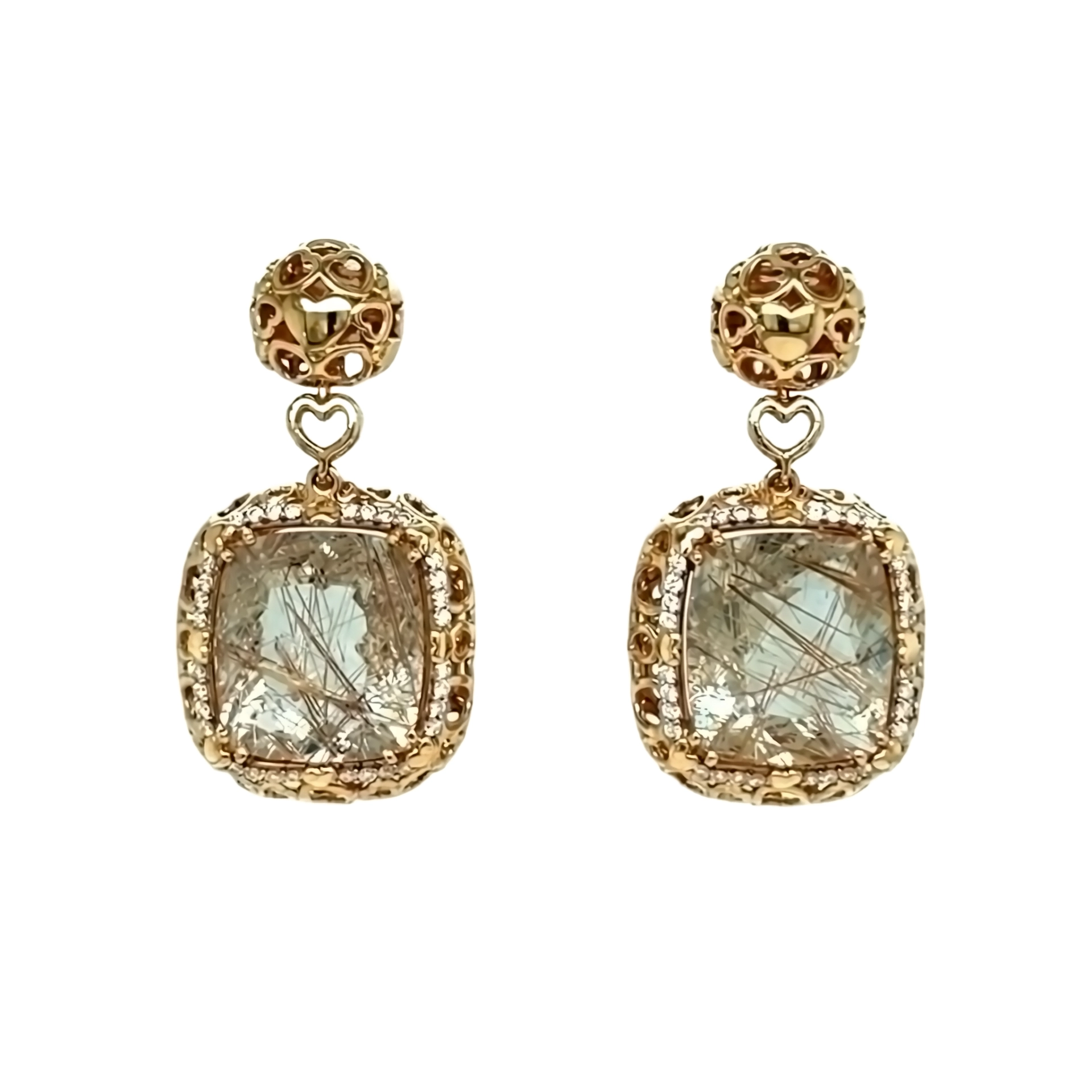 EARRINGS WITH RUTILES AND DIAMONDS