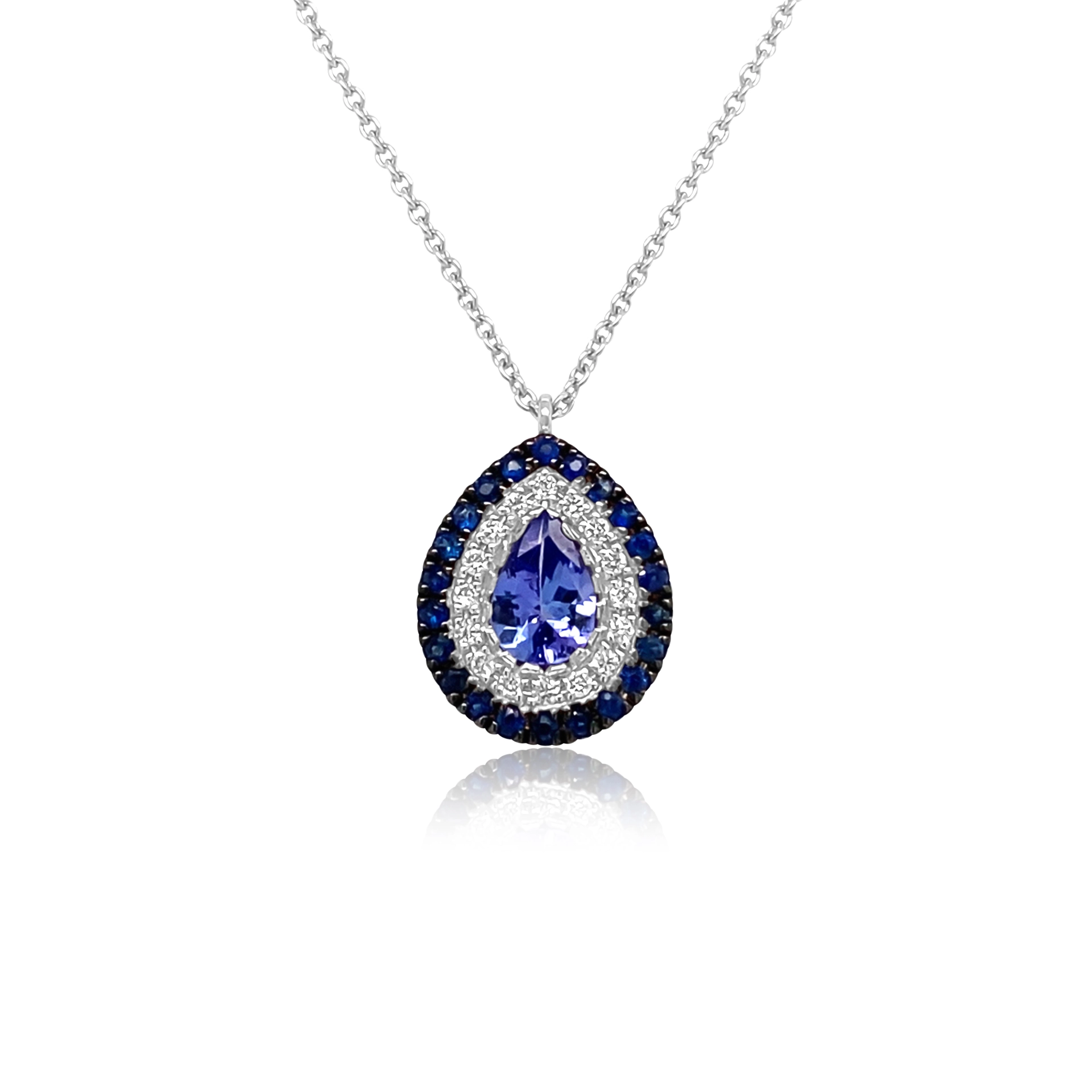 Pendant with tanzanite, sapphires and diamonds