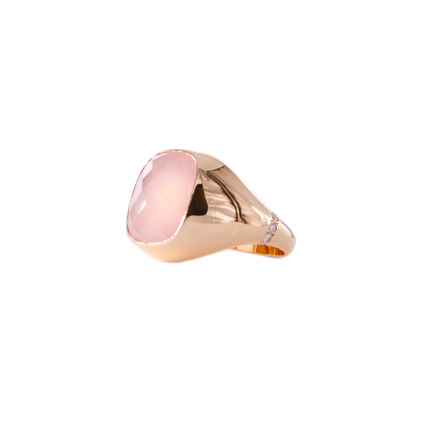 Δαχτυλίδι με rose quartz και διαμάντια